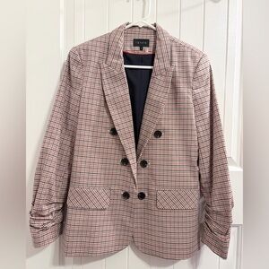 1. State Orange and Navy Checkered Blazer